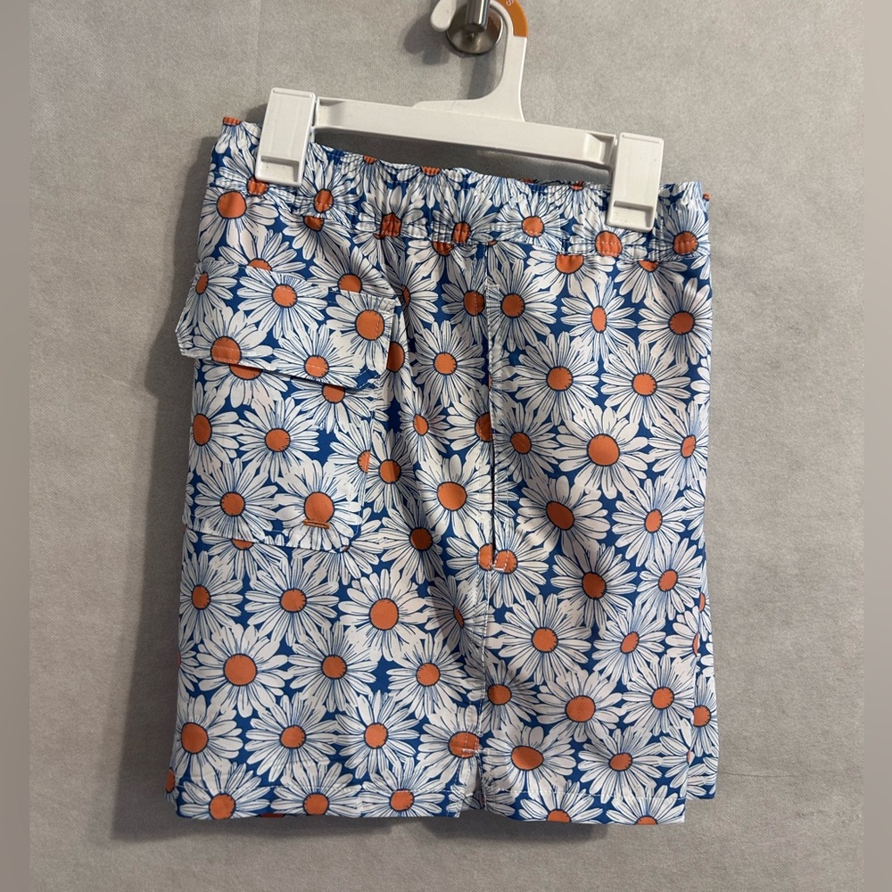 men's volley-style swim trunks with liner SZ L quick dry floral multicolored nwt